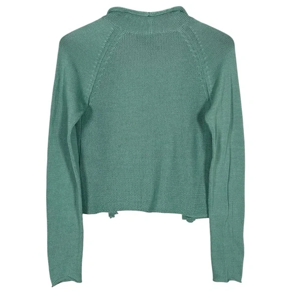 Peruvian Connection Size S Minimalist Cardigan 100% Pima Cotton in Green - Picture 2 of 5